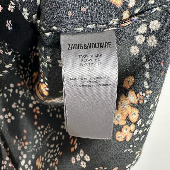 Zadig & Voltaire Blouse Taos Spark Flower Floral Button Up Long Sleeve Shirt XS - Picture 7 of 9